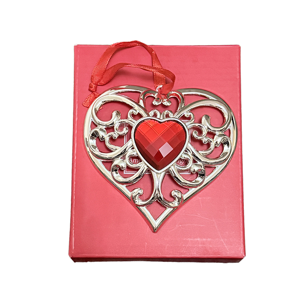 Lenox Accessories - Lenox Heart Ornament Christmas Valentine Ornament #856360 red silver ornament